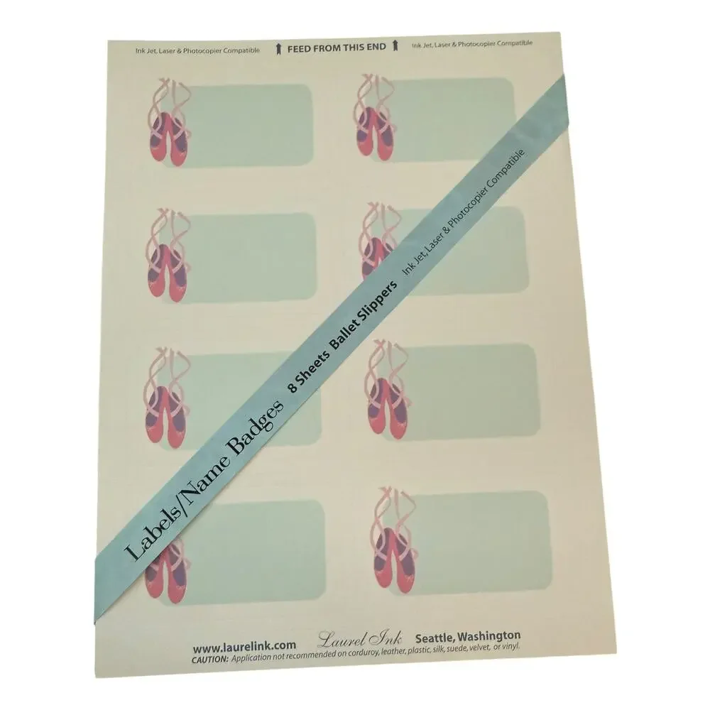 Laurel Ink Ballet Dance Slipper Labels Name Badges 8 Sheets 64 Labels